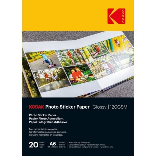 Papier Photo Adhésif Brillant Kodak A6x20 120gsm