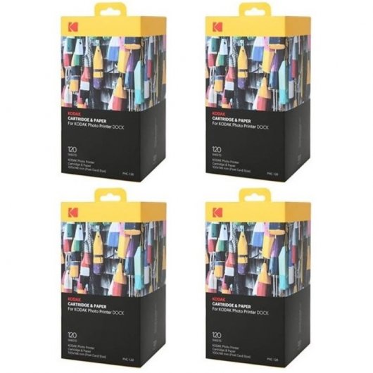 Kodak Pack 4xPHC120 Cartouches et Papier pour 480 Photos 10x15cm Compatible PD450/PD480/PD450WIFI/PD460