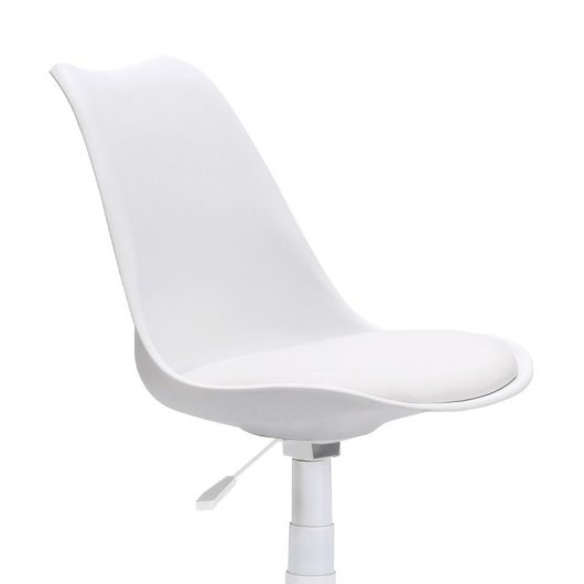 Home Heavenly Tulipa Silla de Escritorio Giratoria/Elevable con Asiento Tapizado Polipiel Blanco