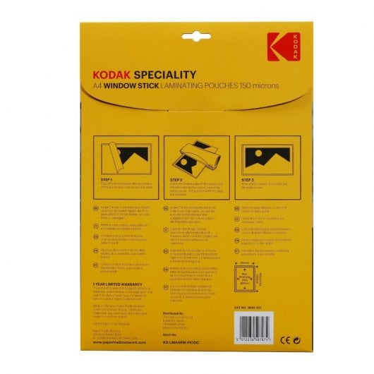 Mangas adesivas de laminação Kodak Window Stick KD-LMA4RW-PK10C para janelas A4 150 Mc 10 unidades