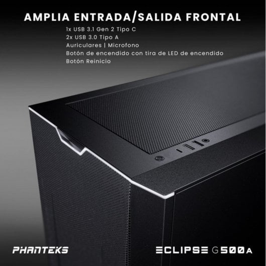 Phanteks Eclipse G500A Performance Mid Tower Cristal Templado USB 3.0 Negra