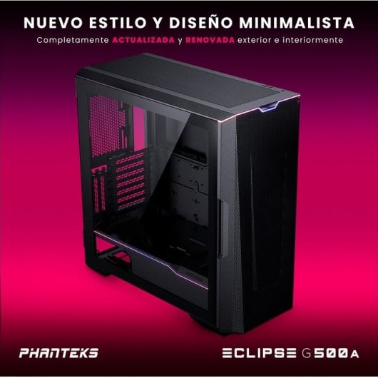 Phanteks Eclipse G500A Fanless Edition Mid Tower Cristal Templado USB 3.0 Negra