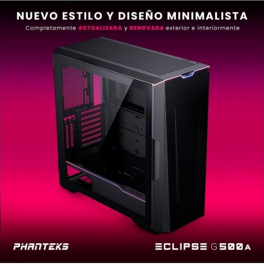 Phanteks Eclipse G500A Fanless Edition Mid Tower in vetro temperato USB 3.0 Nero