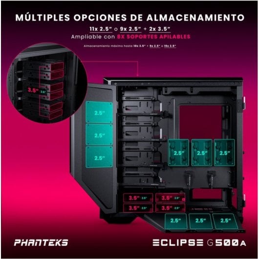 Phanteks Eclipse G500A Fanless Edition Mid Tower in vetro temperato USB 3.0 Nero