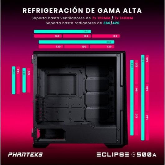 Phanteks Eclipse G500A Fanless Edition Mid Tower in vetro temperato USB 3.0 Nero