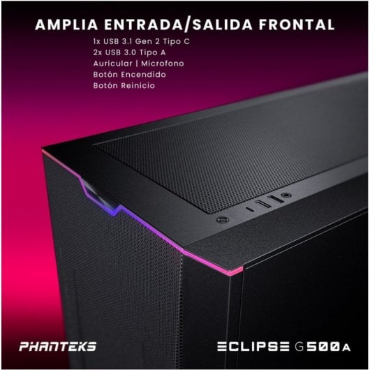 Phanteks Eclipse G500A Fanless Edition Mid Tower Cristal Templado USB 3.0 Negra