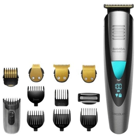 Cortadora de pelo Cecotec Bamba PrecisionCare 5 en 1 Titanio 60 min Pantalla Digital