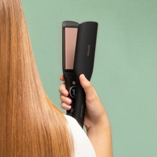 Lisseur Céramique Tourmaline Cecotec Bamba Ritualcare Sphere Max 220ºC Plaques XL Arrêt Automatique Écran Noir