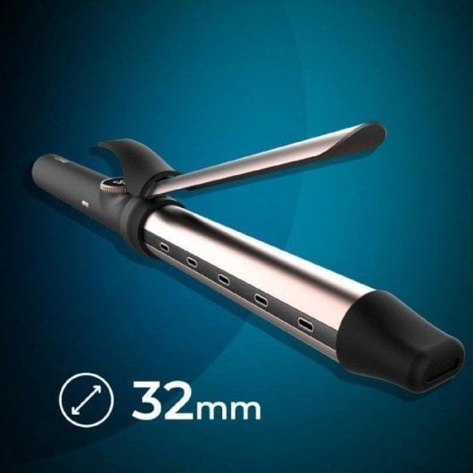 Enrolador de Cabelo Cecotec Bamba Surfcare Epic Curly Sphere Cerâmica Turmalina 32mm 120-210°C 10 Níveis Tecnologia Iónica Desligamento Automático Preto Bronze