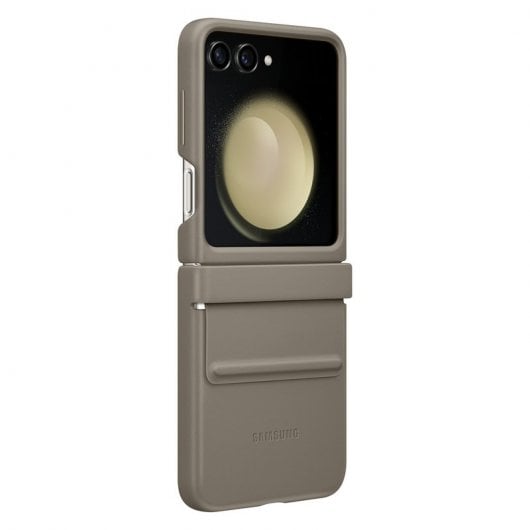 Capa de couro ecológico Samsung Flap Capa de couro ecológico taupe para Galaxy Z Flip5