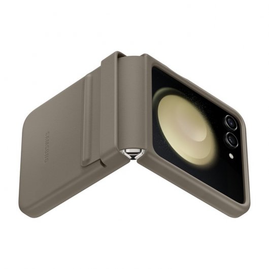 Capa de couro ecológico Samsung Flap Capa de couro ecológico taupe para Galaxy Z Flip5