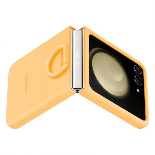 Samsung Funda de Silicona con Anillo Albaricoque para Galazy Z Flip5