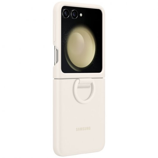 Samsung Funda de Silicona con Anillo Crema para Galazy Z Flip5