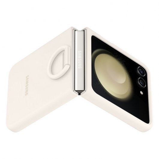 Samsung Funda de Silicona con Anillo Crema para Galazy Z Flip5