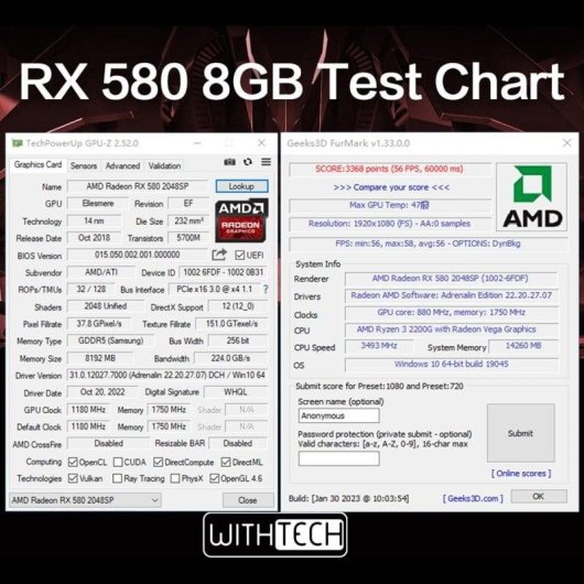 Placa gráfica Withtech AMD Radeon RX 580 8GB GDDR5
