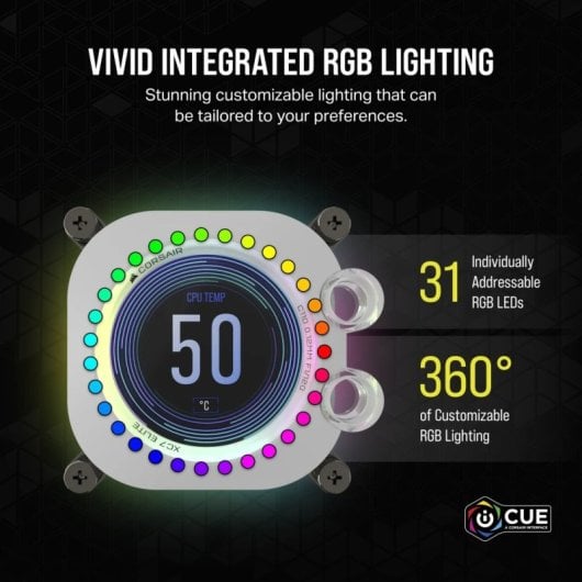 Corsair iCUE XC7 RGB ELITE LCD Bloque de Agua para CPU Blanco