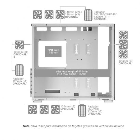 Mars Gaming MC-NOVA Tower Custom XXL E-ATX Alluminio aerospaziale Vetro temperato USB-C Bianco