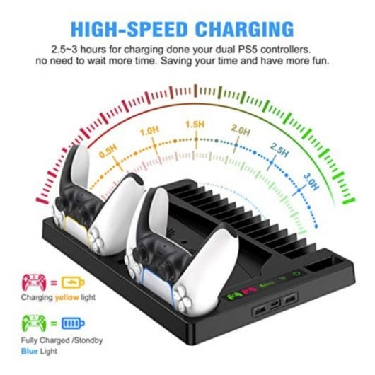 Klack Base de Refrigeración para PS5 con Soporte para Auriculares Cargador y Organizador