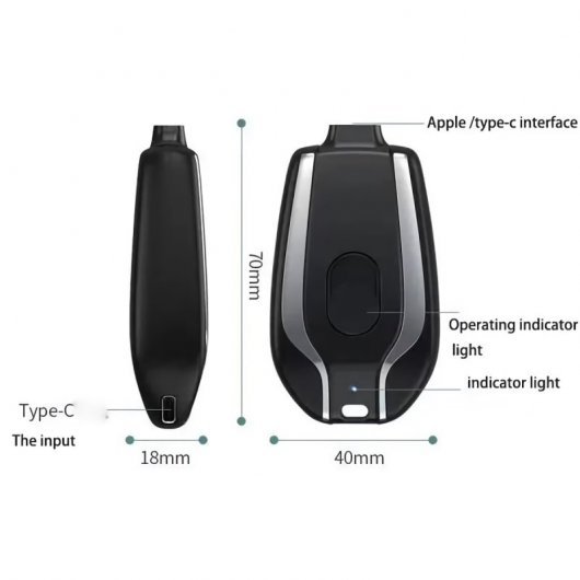 Klack Mini Powerbank Porta-Chaves 1500mAh Lightning