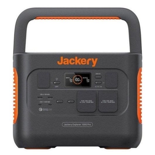 Estação de energia Jackery Explorer 1000 Pro 1002Wh 2 AC 4 USB Bateria Li-ion Tela LCD Recarga solar