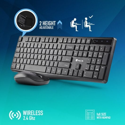 NGS Hype Kit Combo Teclado + Rato Sem Fios Multidispositivo (PT)