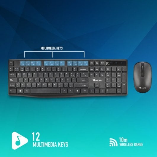 NGS Hype Kit Combo Teclado + Rato Sem Fios Multidispositivo (PT)