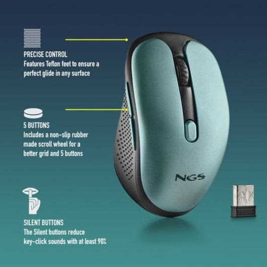 NGS Evo Rust Ice Ratón Inalámbrico Recargable 1600DPI Teclas Silenciosas