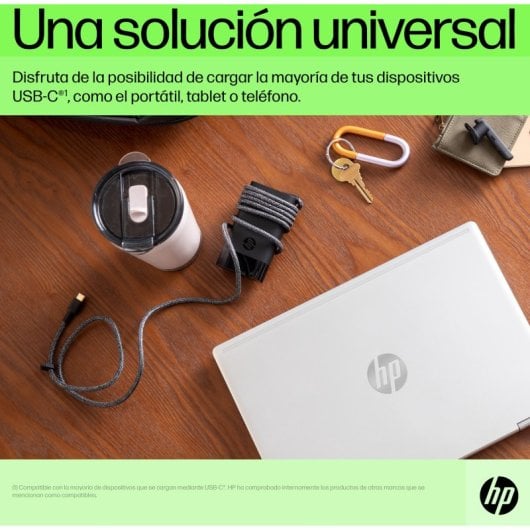 Cargador HP USB-C de 65 W, compacto y ligero, compatible con portátil, tablet o móvil