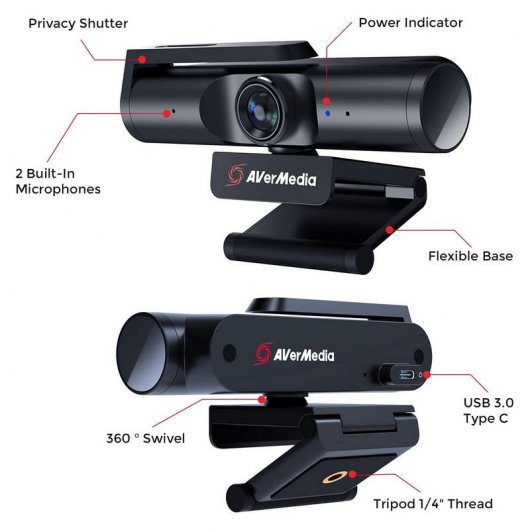 AVerMedia PW513 webcam 8 MP 3840 x 2160 pixels USB-C Noir