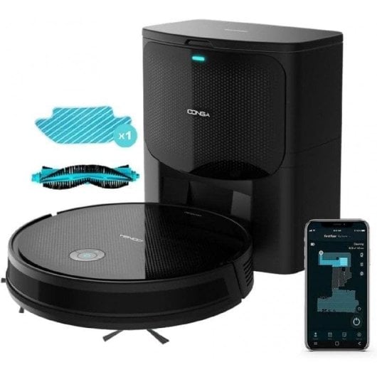 Aspirateurs Robots et Laveur Cecotec Conga 2499 Ultra Home Advanced Vidage Automatique Navigation Gyroscopique 2.100 Pa Alexa Google Assistant Hauteur 8,5 cm