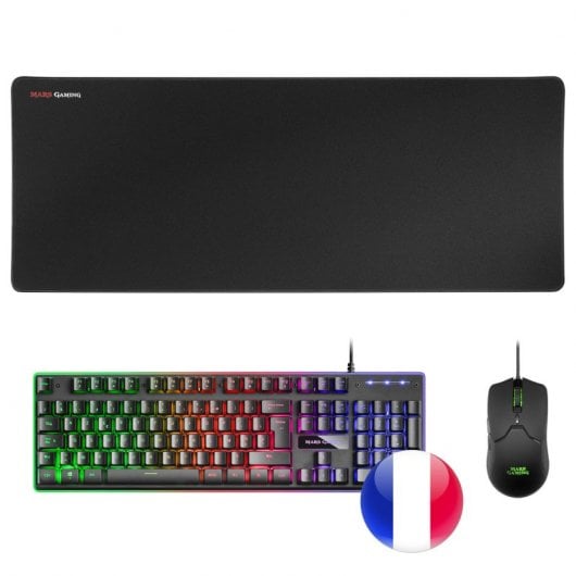 Mars Gaming MCPX Combo Gaming Teclado Francés + Ratón + Alfombrilla XXL Negros