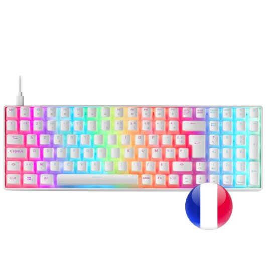 Clavier Mécanique Mars Gaming MKULTRA Blanc Switch Rouge (FR)