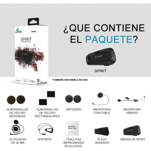Cardo Spirit Intercomunicador 2 Vías Bluetooth para Motocicleta/Bicicleta