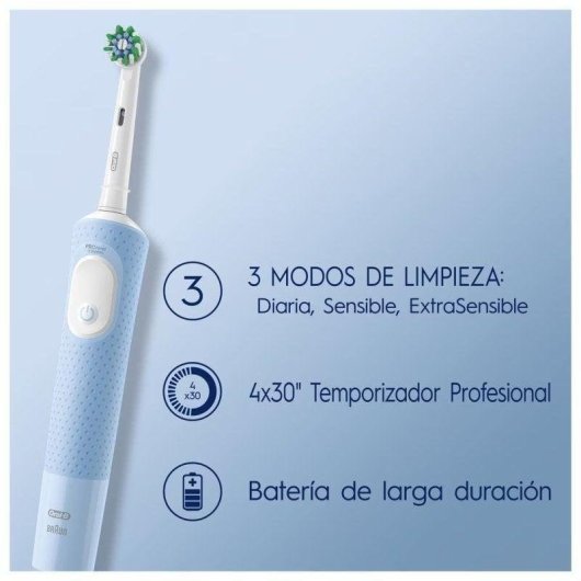 Brosse à Dents oscillo-rotative Oral-B Vitality Pro 3 Modes Minuteur Embrayage 1 Indicateur remplacement