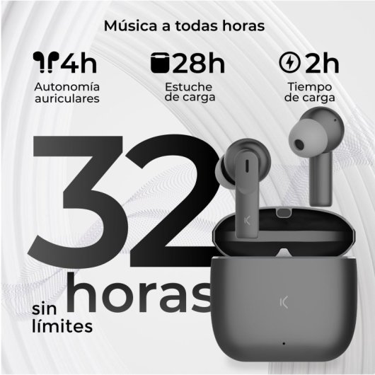 Ksix Meteor Auriculares Sem Fios com Estojo Metálico Controlo Tátil Rosas