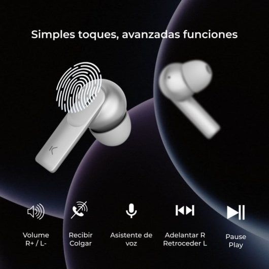 Ksix Meteor Auriculares Sem Fios com Estojo Metálico Controlo Tátil Rosas