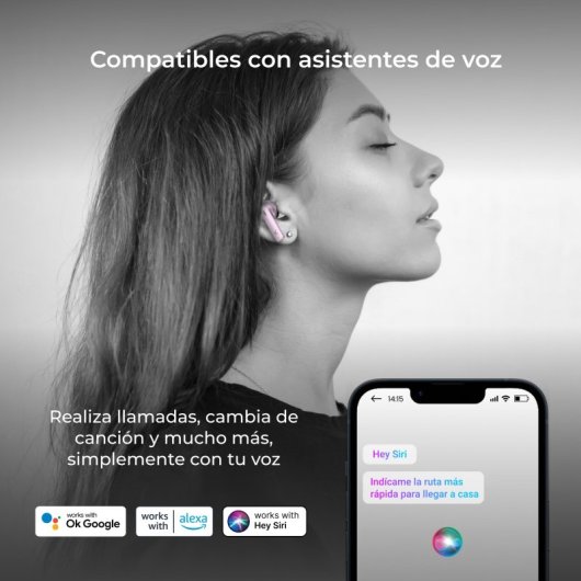 Ksix Meteor Auriculares Sem Fios com Estojo Metálico Controlo Tátil Rosas