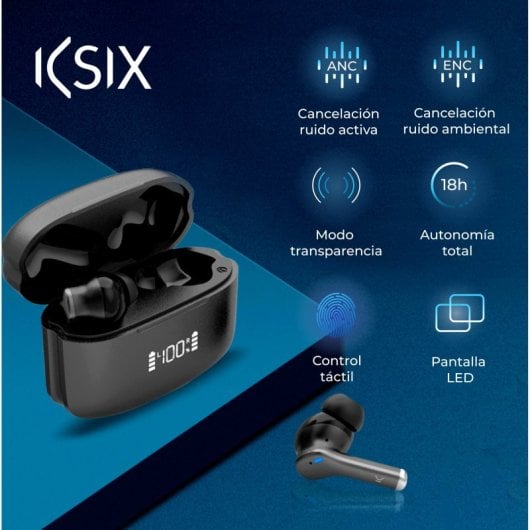 Ksix Noise Cancel 3 Auriculares Sem Fios Controlo Tátil Pretos
