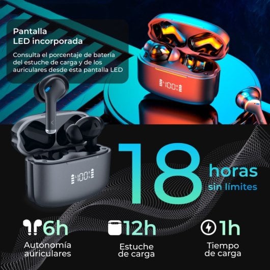 Ksix Noise Cancel 3 Auriculares Sem Fios Controlo Tátil Pretos