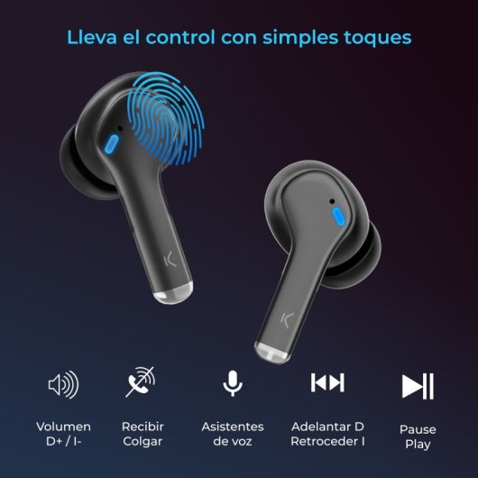 Ksix Noise Cancel 3 Auriculares Sem Fios Controlo Tátil Pretos