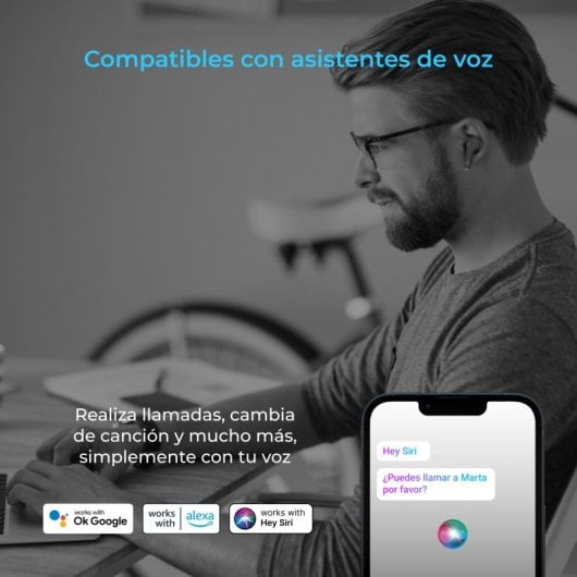 Ksix Noise Cancel 3 Auriculares Sem Fios Controlo Tátil Pretos