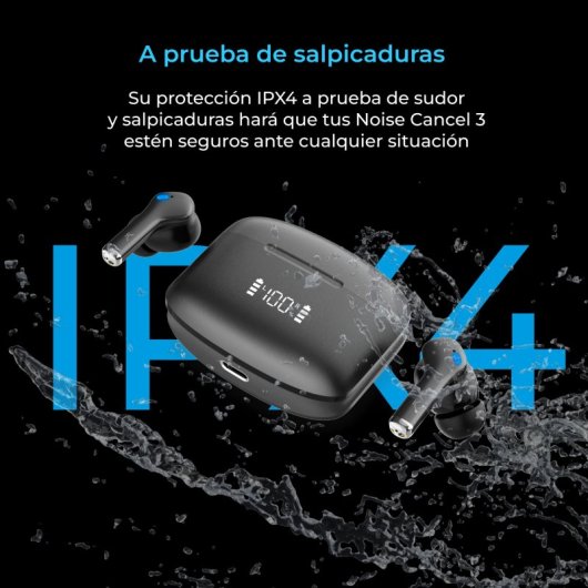Ksix Noise Cancel 3 Auriculares Sem Fios Controlo Tátil Pretos