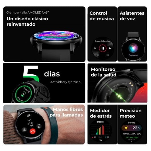 Ksix Core Smartwatch Amoled Schermo 1.43" Impermeabile Nero