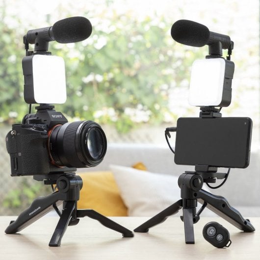 InnovaGoods Kit Vlogging com Luz Microfone e Comando Plodni