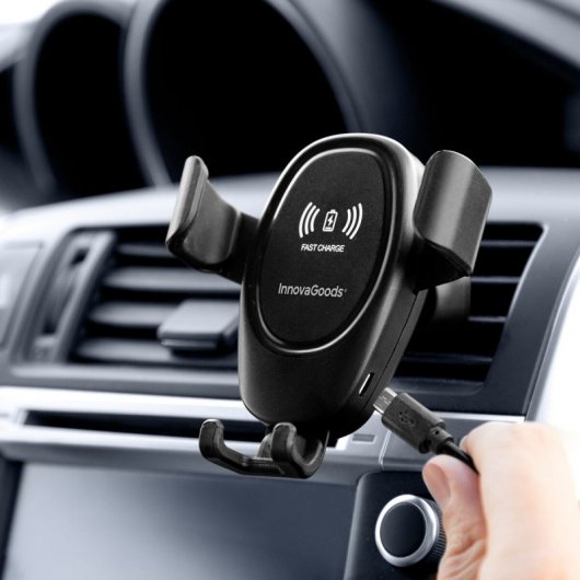 Support de téléphone portable Innovagoods Wolder avec chargeur de voiture sans fil