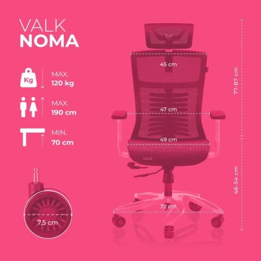 Valk Gaming Noma Cadeira Gaming de Malha Transpirável Preta/Aqua Menthe