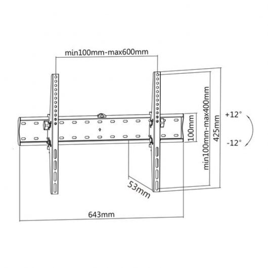 Kimex Support mural inclinable pour téléviseur 37'' à 70'' Noir