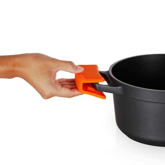 Orbegozo CDH 3028 Gusseisen-Kasserolle 28cm 6,7L, Silikon-Griffe, Edelstahl