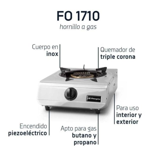 Hornillo a Gas Orbegozo FO 1710 Acero Inoxidable 4,3 KW