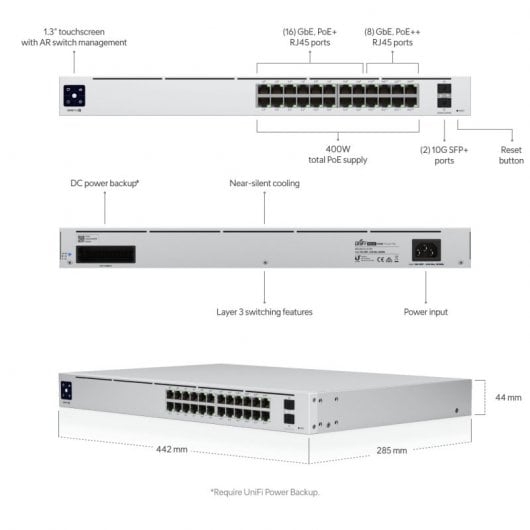 Ubiquiti UniFi USW-PRO-24 Switch Gestionado L2/L3 24 Puertos Gigabit + 2 Puertos 10G SFP